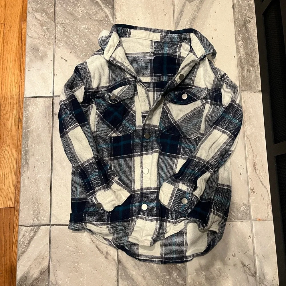 Wonder Nation Navy and White Plaid Shirt